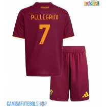 Camisa de time de futebol AS Roma Lorenzo Pellegrini #7 Replicas 1º Equipamento Infantil 2025-26 Manga Curta (+ Calças curtas)